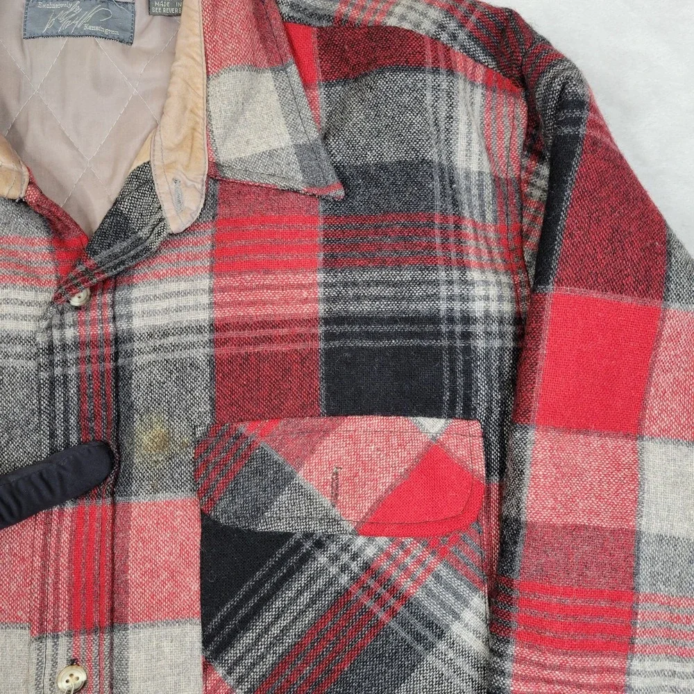 Vintage Lord Taylor Jacket Mens Large Buffalo‎ Plaid Wool Lined 90s Kensington
